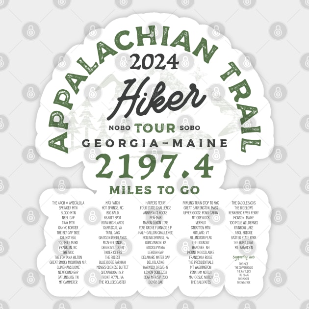 Appalachian Trail 2024 Tour Shirt Sticker by Camp Happy Hour